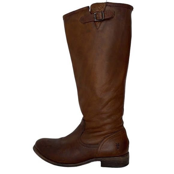 Frye Riding Boots Tall Equestrian Leather Buckle Zip Brown Size 6 - Picture 2 of 13